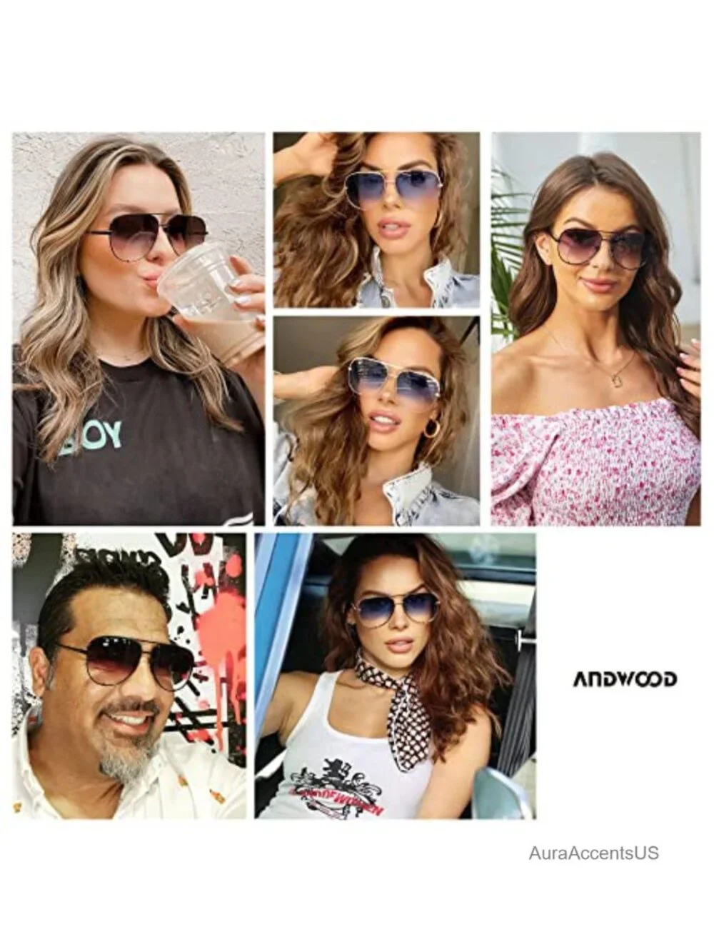 Oversized Aviator Sunglasses UV400 Protection Full Frame Metal